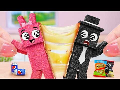 Pinky & Mr Black 💖🖤 How To Make Sprunki Shaped Chicken Fried 🍡 By Molly Mini Cooking