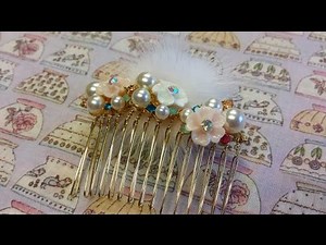 花ビジュー パール コーム ヘアアクセサリー 簡単作り方 広島 れちぇ