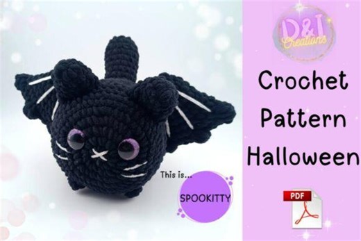 Halloween Bat-wing Cat Crochet Pattern – Spooky Cute PDF, Amigurumi Black Cat With Bat Wings, Fun DIY Halloween Decor or Gift Idea - Etsy