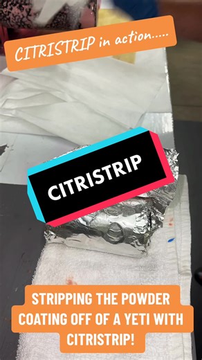 Stripping the powder coating off a Yeti koozie! #citristripgel #powdercoatingindonesia