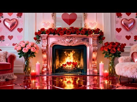 Romantic Valentine’s Day Fireplace Ambience ❤️🔥 | Cozy Fire Sounds & Warm Love Atmosphere