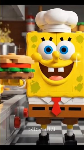 SpongeBob lego is cooking burgers 🔥🍔 #trending #legospongebob #cooking