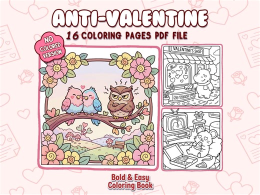 Valentine Coloring Pages for Kids & Adults | Cute Anti-valentine Coloring Pages – Funny Animals Rejecting Love, Bold and Easy Printable PDF - Etsy
