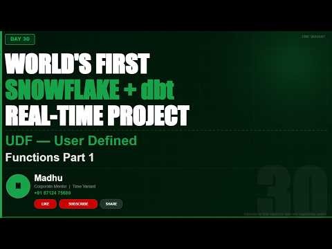 UDF User Defined Functions Part 1 Snowflake | Time Variant #Snowflake #UDF