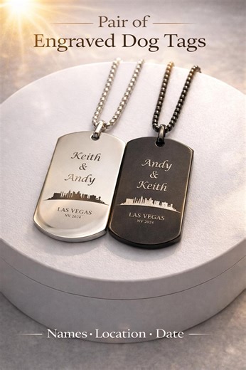 Engraved Dog Tag Necklaces for Couples, Stainless Steel Personalized Gift (set of 2) - Etsy