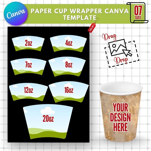 Editable Paper Cup Wrapper Template: DIY Custom Design (canva, Frame Files) - Etsy