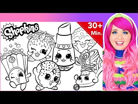 Coloring Shopkins GIANT Coloring Pages | Kooky Cookie, Poppy Corn, Lippy Lips | 30+ Minutes Coloring