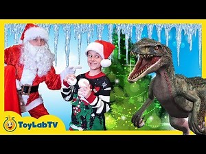 Giant Christmas Tree Hunt for Christmas! Dinosaur Toys & Decorating for Christmas with Santa!