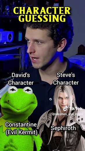 evil Kermit was impossible to guess😭🤣 character guessing Constantine and sephiroth from the muppets and final fantasy 7