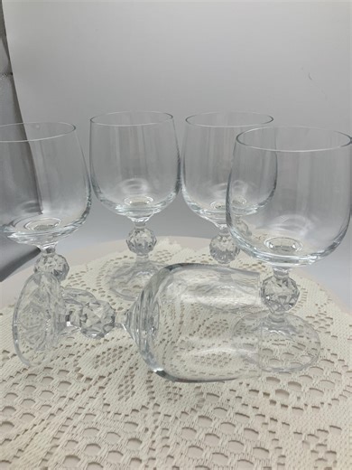 Bohemian Crystal Claudia Pattern Wine Stemware Made in Czechoslovakia. Set of 5 - Etsy