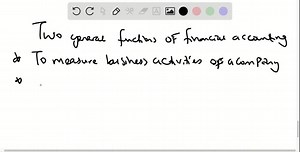 The chapter discussed two general functions of financial accounting. Briefly describe them. | Numerade