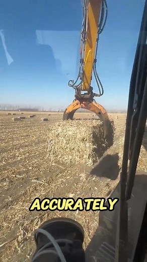 How do farmers stack hay so perfectly? One smart excavator attachment does it all #farmtech #excavatorattachment #modernfarming | Diamond Studio