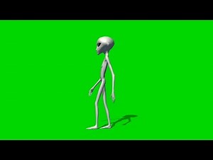 Alien walks 2 - royalty Free Green Screen