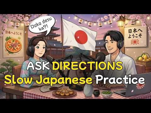 Slow Japanese Conversation for Beginners | Asking Directions (JLPT N5 Listening Practice)
