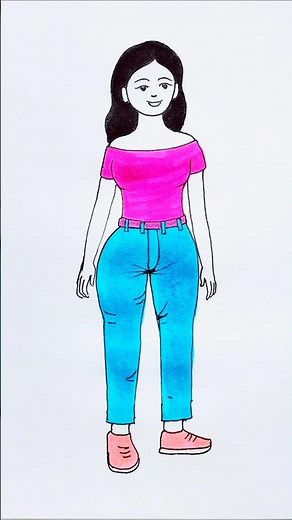 How to draw easy girl step by step #cartoon #carectardrawing