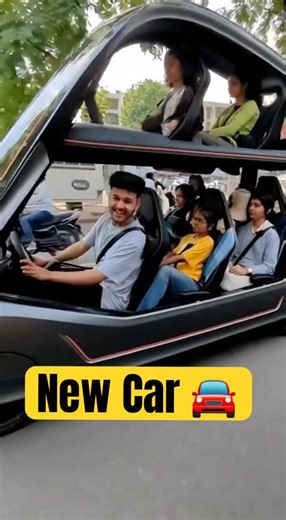 World’s Thinnest Futuristic EV Car 😱 3 Seats One Line, One On Top | #viral #futurecar #shorts #ev