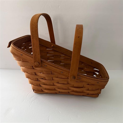 Vintage 1989 Longaberger Double Handle Basket Dresden Ohio Handwoven Market Basket Farmhouse Decor - Etsy