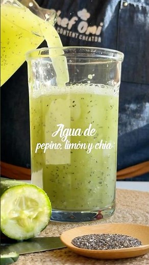 Agua de pepino 🥒limón 🍋‍🟩y chía #aguafresca #pepino #limon #chia