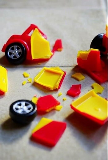 ASMR, destroying toy cars with a hammer