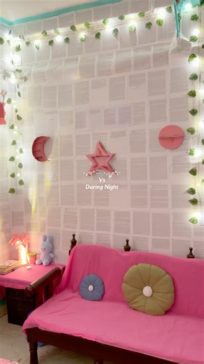 Day vs Night — Which room vibe wins? #aestheticroom #cozycorner #dayvsnight #youtubeshorts #pink