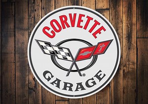 Corvette Garages, Corvette Owners, Sign for Vettes, Vette Garage, Garage Decor, Decor for Grandpas Garage, Dads Vette Sign- Metal Round Sign - Etsy