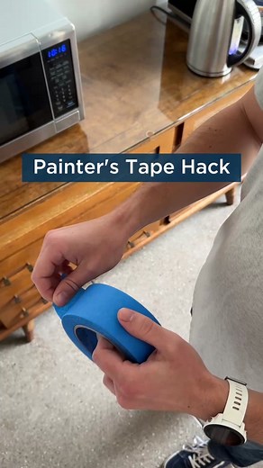 Avoid a messy cleanup and let the tape do all the work for you! 💪 And if you saw our previous tape hack to hang your paintings 🖼️, you can even reuse that marked piece of tape before drilling your nail holes! #FiveStarPainting #HomeHack #PaintingHack #PainterHack #HomeDIY #DIY #PaintersTape
