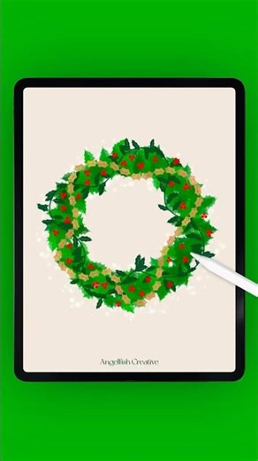 Holly Wreath Drawing #procreate #arttutorial #drawing #art #digitalart #christmas #wreath #holly