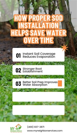 Most homeowners don’t realize this, but proper sod installation can save water over time. Here’s how it actually works: -Instant soil coverage reduces evaporation, keeping moisture where it belongs. -Strong root establishment allows grass to access water more efficiently. -Proper soil prep improves absorption instead of runoff. -Healthier turf needs less water to stay green and resilient. When sod is installed correctly, your lawn doesn’t fight for survival, it thrives with less stress and less 