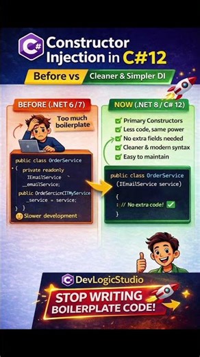 ⚡ C# 12 Changed Everything! (Before vs Now DI) #csharp #csharp12