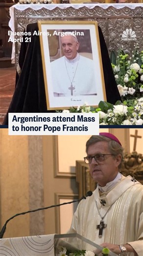 Argentines gathered in Buenos Aires for a Mass to honor Pope Francis, who died at age 88. Francis was originally from Argentina and was the first Latin American pontiff. | NBC News