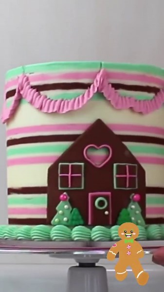 How to Make a Whimsical Pastel Striped Gingerbread House Cake