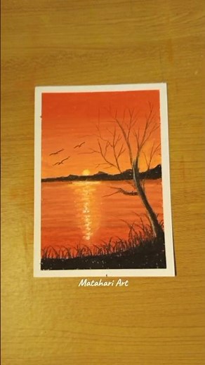 How to draw a sunset scenery very easily for beginners using Joyko oil pastels #art