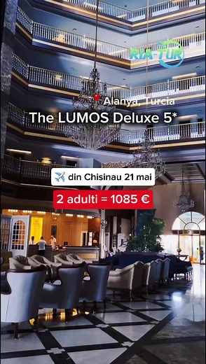 💥THE LUMOS DELUXE RESORT 5* 📍Alanya, Turcia 🔴Early booking 2025 ✈️Turcia cu zbor direct din Chișinău ✅️ Arhitectura moderna ✅️ Camere comode si spatioase ✅️ Recomandat familiilor si tinerilor ✅️ Teritoriu compact ✅️ Plaja proprie cu nisip-pietris, umbrele si sezlonguri, bar 💸Prețul include: 🛩Zbor din Chișinău tur-retur 🚗Transfer aeroport-hotel-aeroport 🏡Cazare 7 zile / 6 nopți 🩺Asigurare medicală 🥘Regim de masa: ULTRA ALL Inclusive 📩Ne scrii în privat pentru un calcul personalizat 🕶Ag
