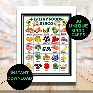 Healthy Foods Bingo Game: Nutrition Learning, Kids' Activity (printable PDF) - Etsy