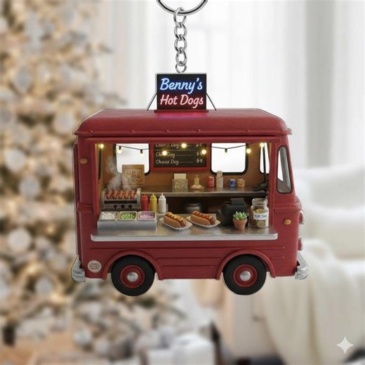 Custom Hot Dog Food Truck Keychain, Personalized Street Food Vendor Gift, Fast Food Business Keyring With Name, Hotdog Lover Mini Gift - Etsy