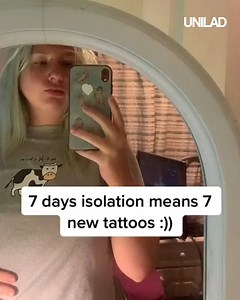 5M views · 9K reactions | Stuck in isolation, this woman decided to give herself a new stick and poke tattoo every single day for 7 days straight  | UNILAD | Facebook