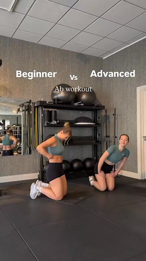 Ab workout (beginner vs advanced) 🔥 An ab workout for all abilities!!🤍 some of our favourite ab exercises adapted to beginner friendly so you can get involved no matter what! If you are new to the gym these modified ab exercises are a great place to start if you want to strengthen your core, feel free to progress to our advanced demo whenever you feel ready! 💪🏼 Workout details ⬇️: - Russian twists (feet on floor) Vs Russian twists (feet off floor) - Single leg tucks Vs Hollow single leg tuck