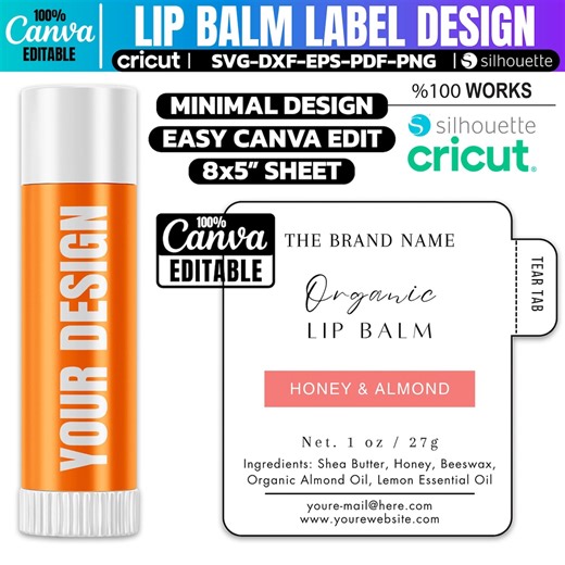 Canva Lip Balm Label Template: SVG, Cricut, Chapstick Sticker (digital Download) - Etsy