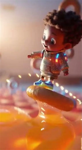 Tiny Kid Surfs a Magical Syrup Wave Powered by Waffle Sparks
