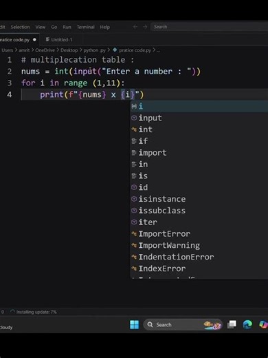 multiplication table in python #shorts #python