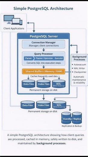 Simple PostgreSQL Architecture Overview #trending #coding #codeprep #postgresql