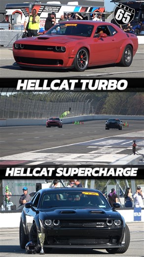 Dodge Hellcat Turbo vs Hellcat Supercharge 65mph Roll Start Race Motive @ Pocono Raceway, PA | import2race.com