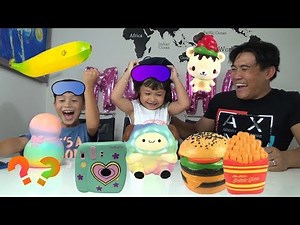 Guess The Squishy Toys !? Squishy Challenge with Lucas and Daddy