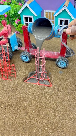 🏗️ Smart Mini Pillar Casting | Concrete Pouring DIY Mini Construction #shorts #youtubeshorts