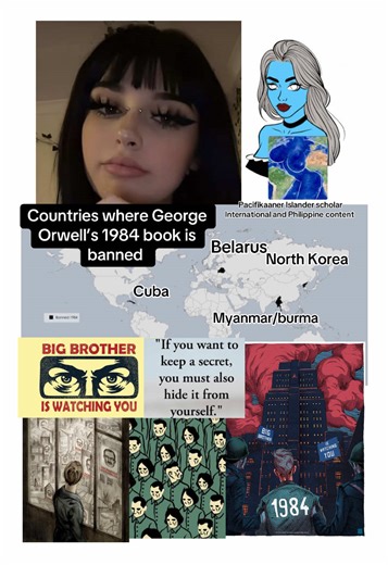 Countries where George Orwell’s 1984 book is banned #geography #map #maps #mapper #mapping