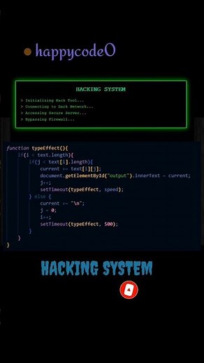 Hacker System Animation using #HTML #CSS #JavaScript | Dark Hacker Terminal 💻😈