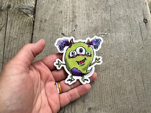 Sticker monstre Charlie - Sticker vinyle monstre vert mignon | Sticker imperméable pour bouteille d'eau, ordinateur portable, étui de téléphone, enfant monstre - Etsy France