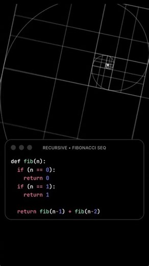 Fibonacci Sequence - Code Recursive Approach 😗 #python #coding #fibonacci