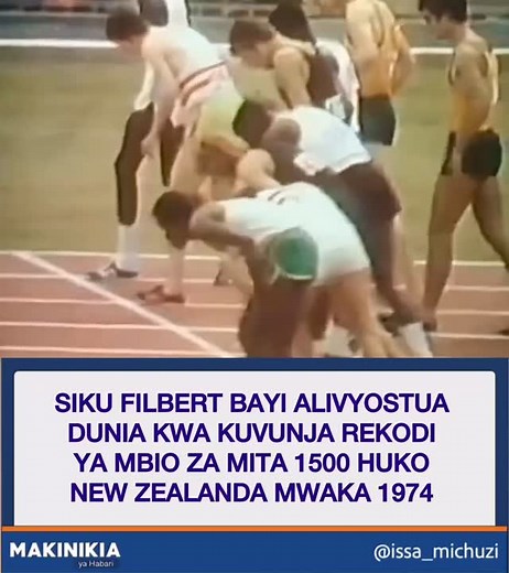 #makinikiayahabari: HEKAYA FUPI YA SIKU FILBERT BAYI ALIPOVUNJA REKODI YA DUNIA YA MITA 1500 HUKO NEW ZEALAND MWAKA 1974 Filbert Bayi Sanka, bingwa wa riadha kutoka Tanzania, anakumbuka siku hiyo ya kihistoria mwaka 1974 huko Christchurch, New Zealand, kwa tabasamu la fahari: “Nilipofika New Zealand hakuna aliyenijua. Wote walimwangalia John Walker, mzawa wa kwao. Lakini John alinijua, na tulijua siku hiyo ingekuwa ya historia.” Bayi, akitumia uzoefu wa michezo ya Afrika ya 1973 mjini Lagos, ali