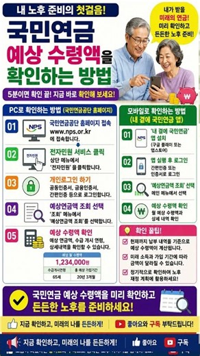 국민연금 예상 수령액을 확인하는 방법 #행복백세 #국민연금 #노후정보